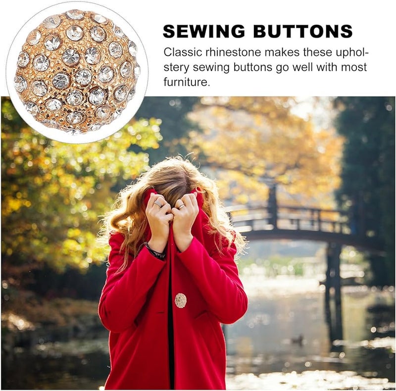 أزرار خياطة من حجر الراين الذهبي مقاس 18 ملم لمعاطف وسواتر النساء، إكسسوارات حرفية زخرفية - Image 4